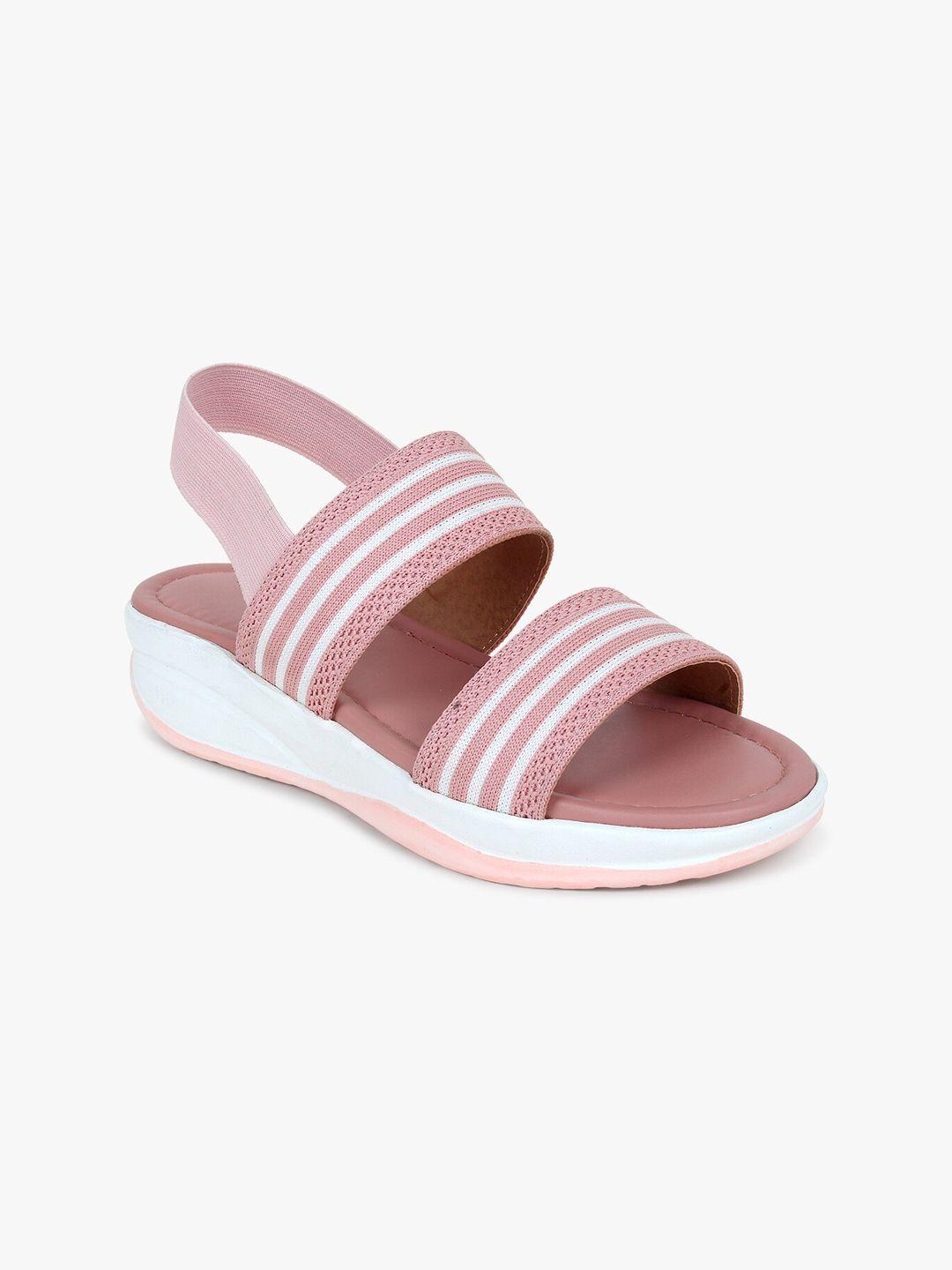 glitzy galz women pink striped open toe flats
