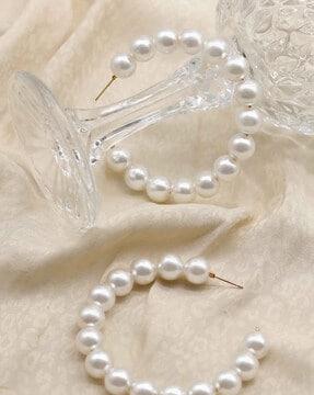 glitzy pearls hoop earrings