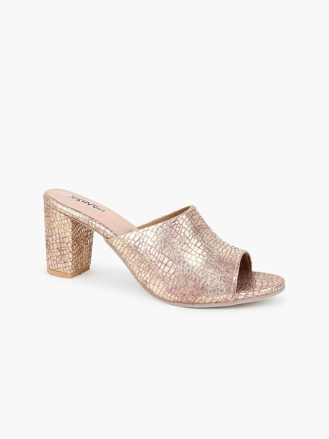 glitzy galz rose gold textured block heels