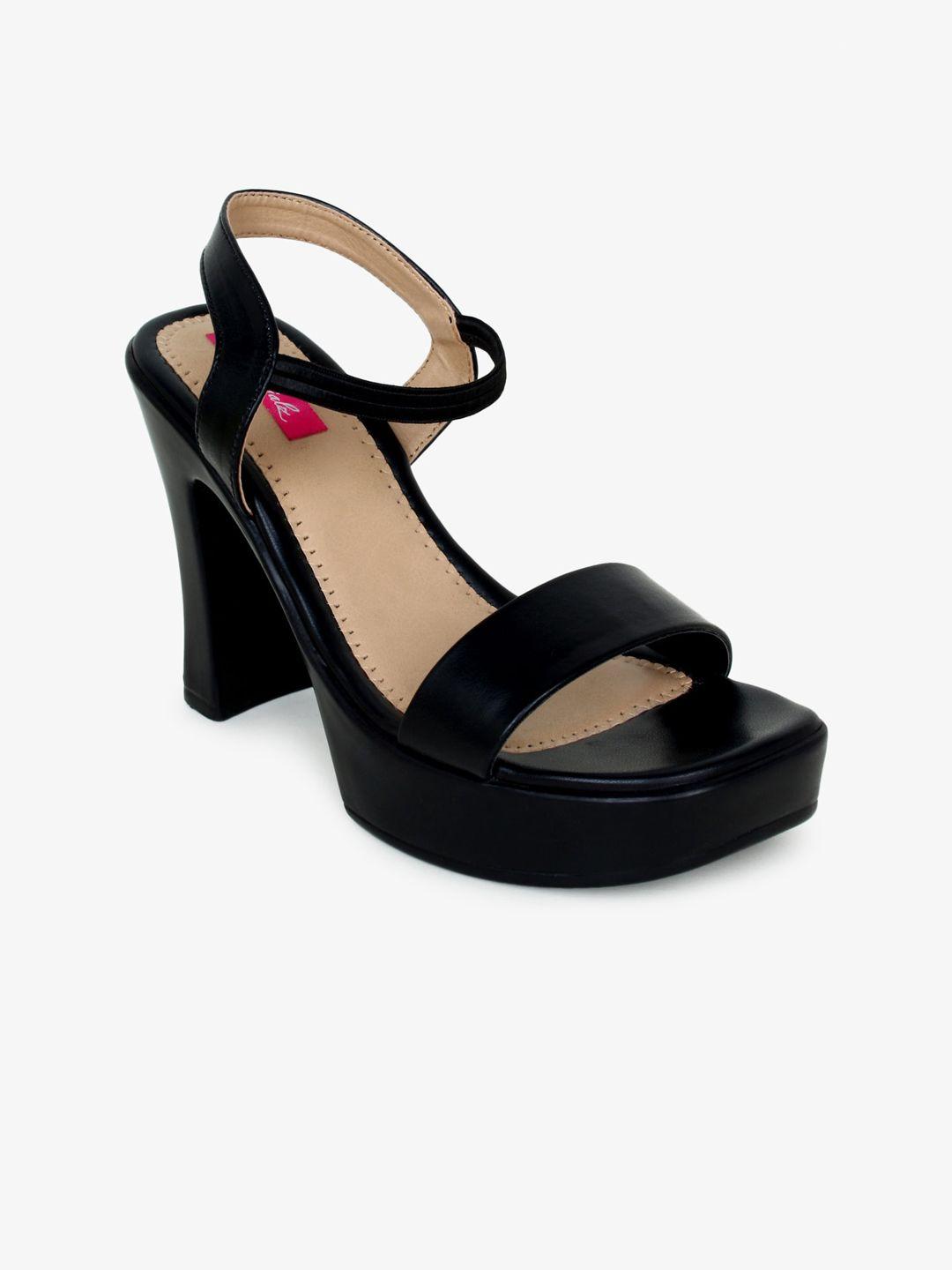 glitzy galz women black solid block heels