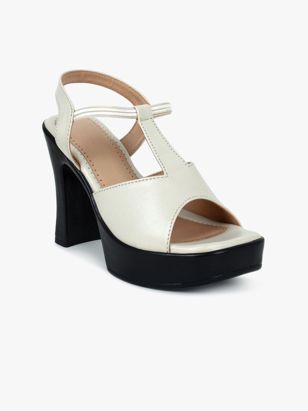 glitzy galz women cream-coloured platform heels