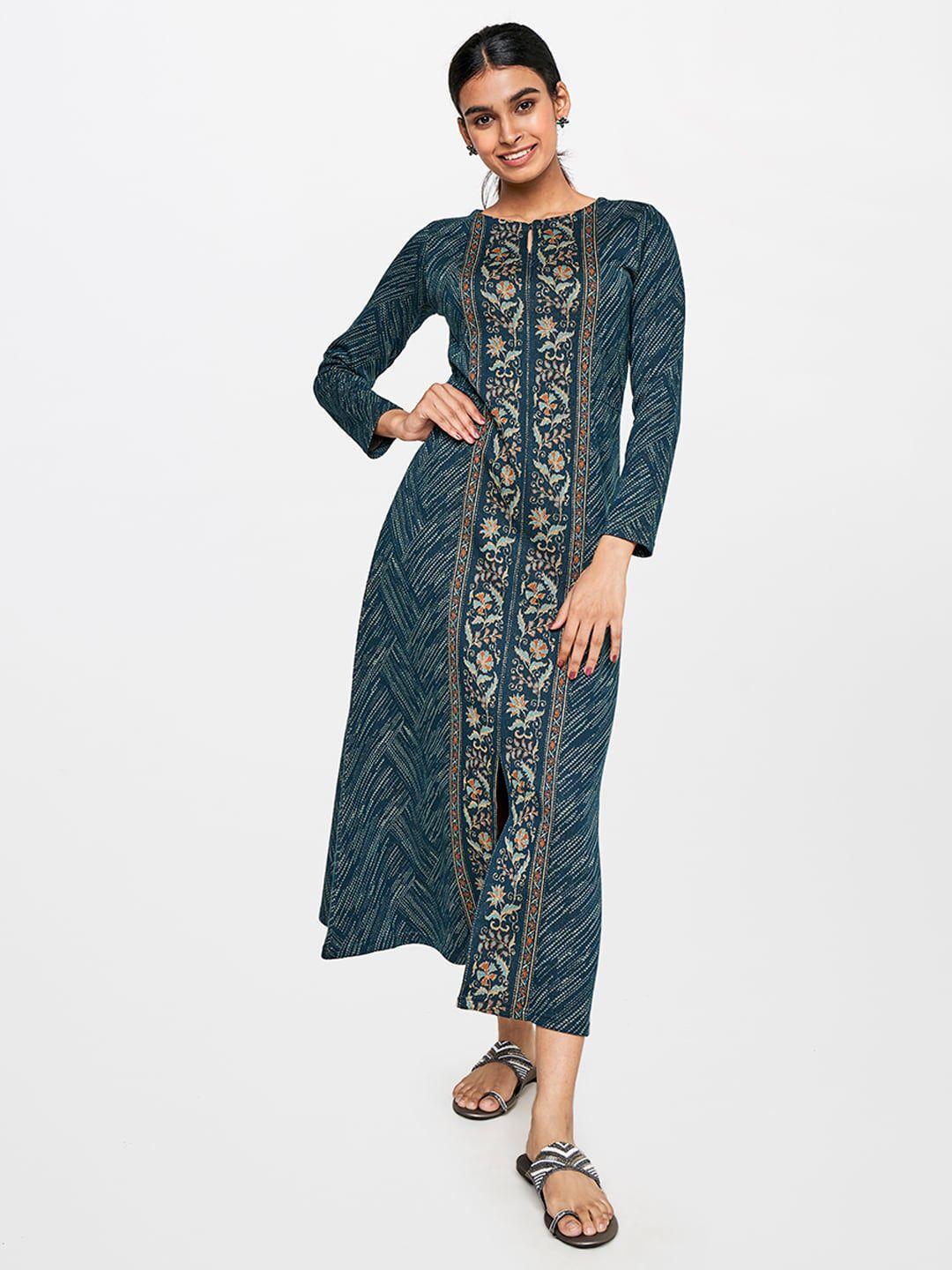 global desi ethnic motifs printed a-line dress