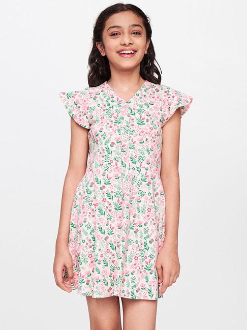 global desi girl pink cotton floral print dress