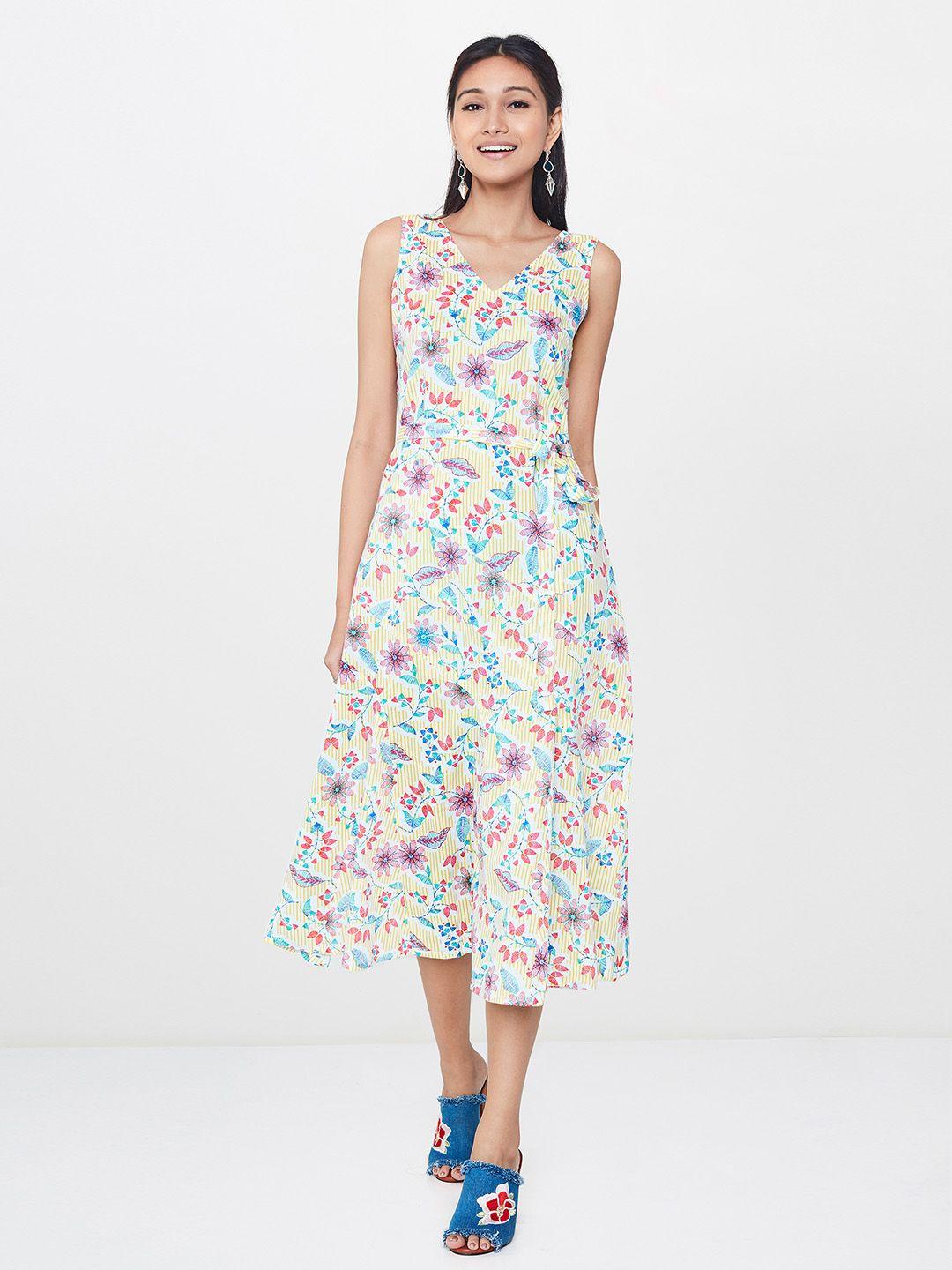 global desi women multicoloured printed a-line dress