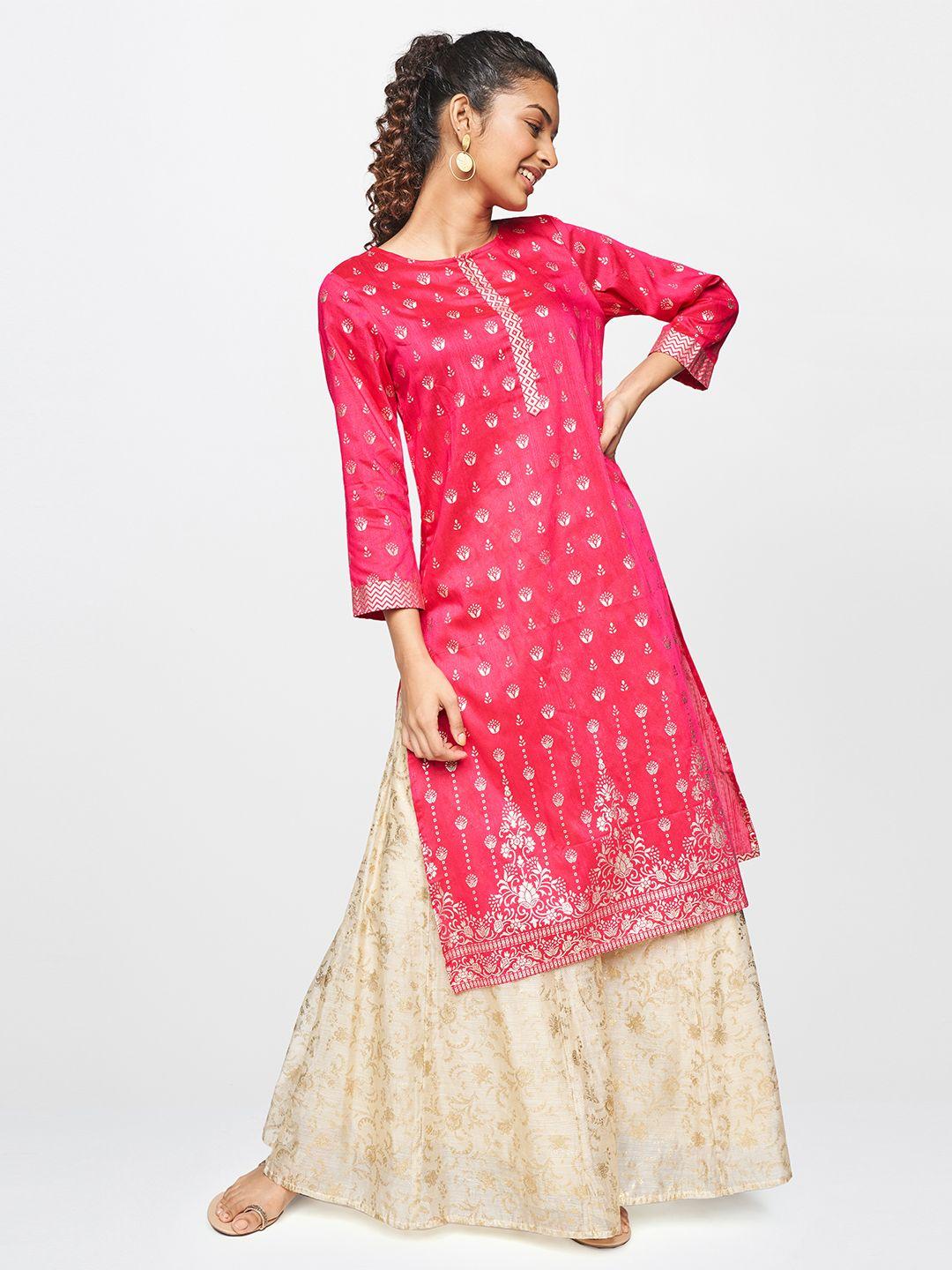 global-desi-women-pink-ethnic-motifs-printed-kurta