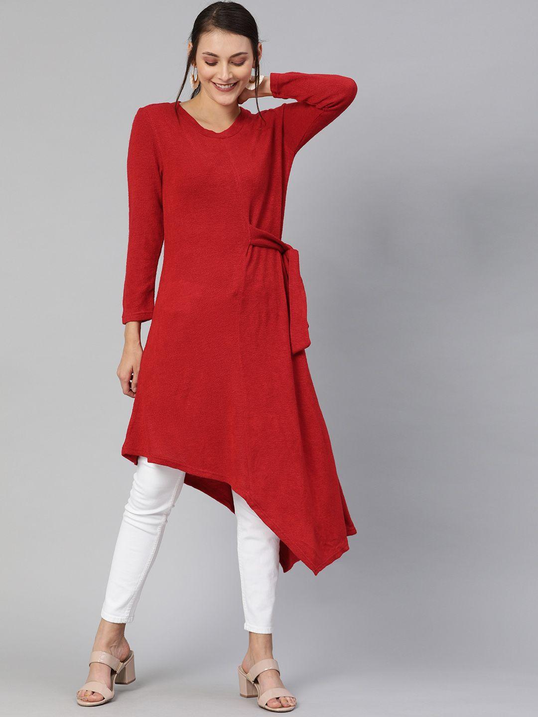 global desi women red acrylic tunic