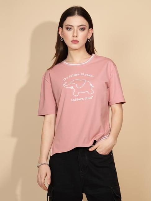 global republic dusty pink graphic print top