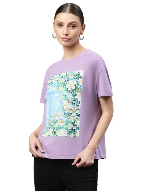 global republic lavender cotton floral print t-shirt