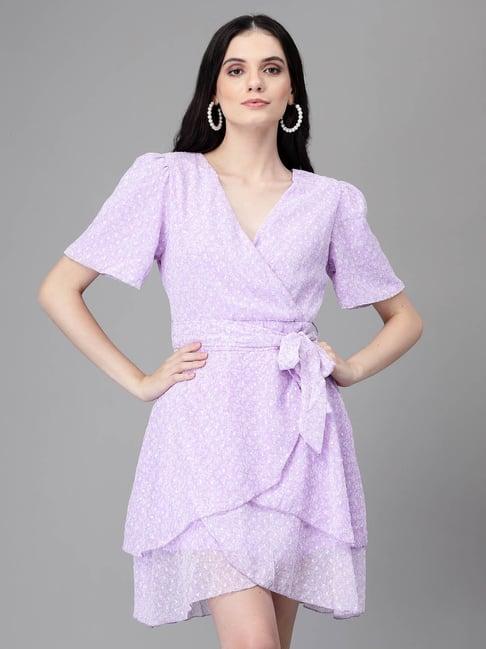 global republic lilac textured wrap dress