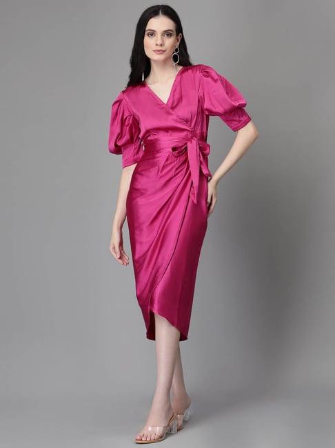 global republic mulberry red wrap dress