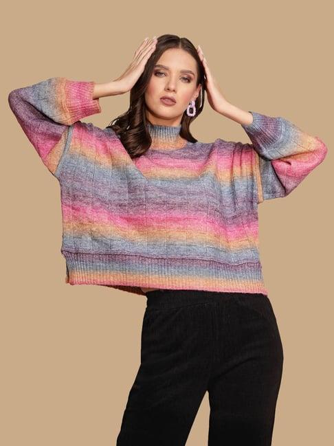 global republic multicolor knit self design pullover