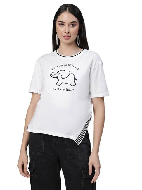 global republic white embroidered t-shirt