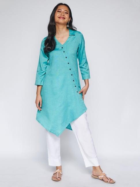 global desi aqua regular fit kurti