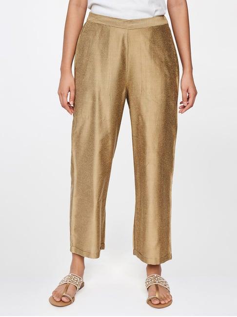 global desi beige regular fit trousers