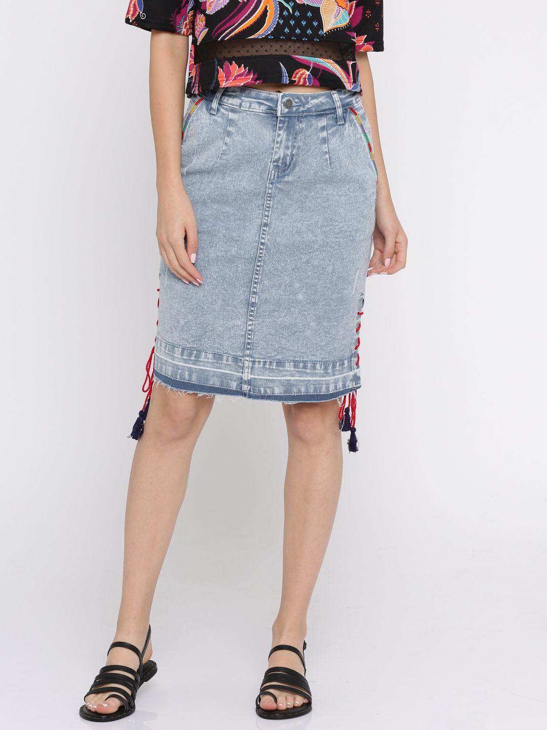 global desi blue denim skirt