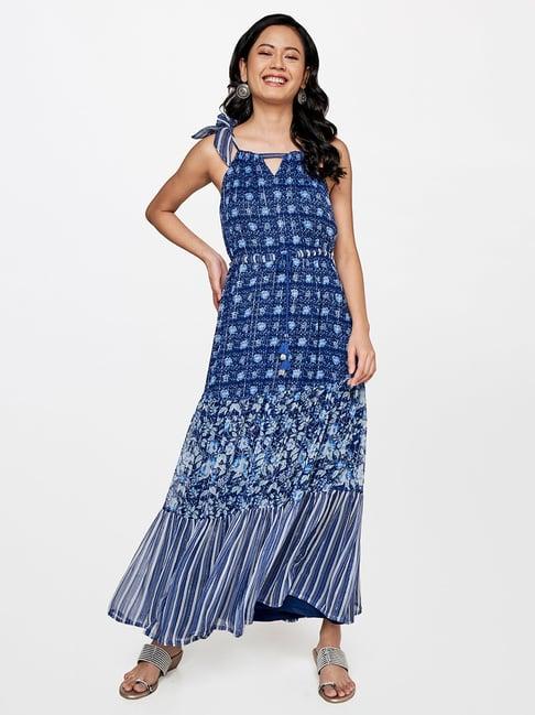 global desi blue floral print maxi dress