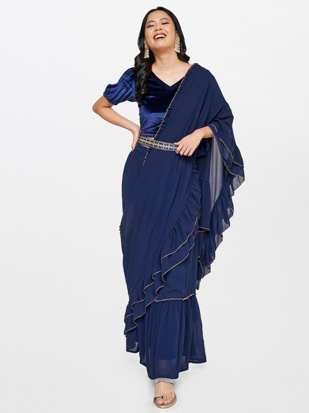 global desi blue ready to wear party saree