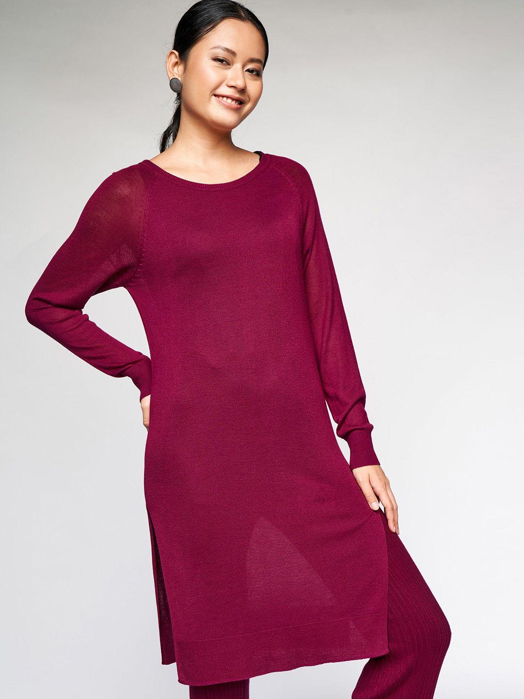 global desi burgundy viscose rayon tunic