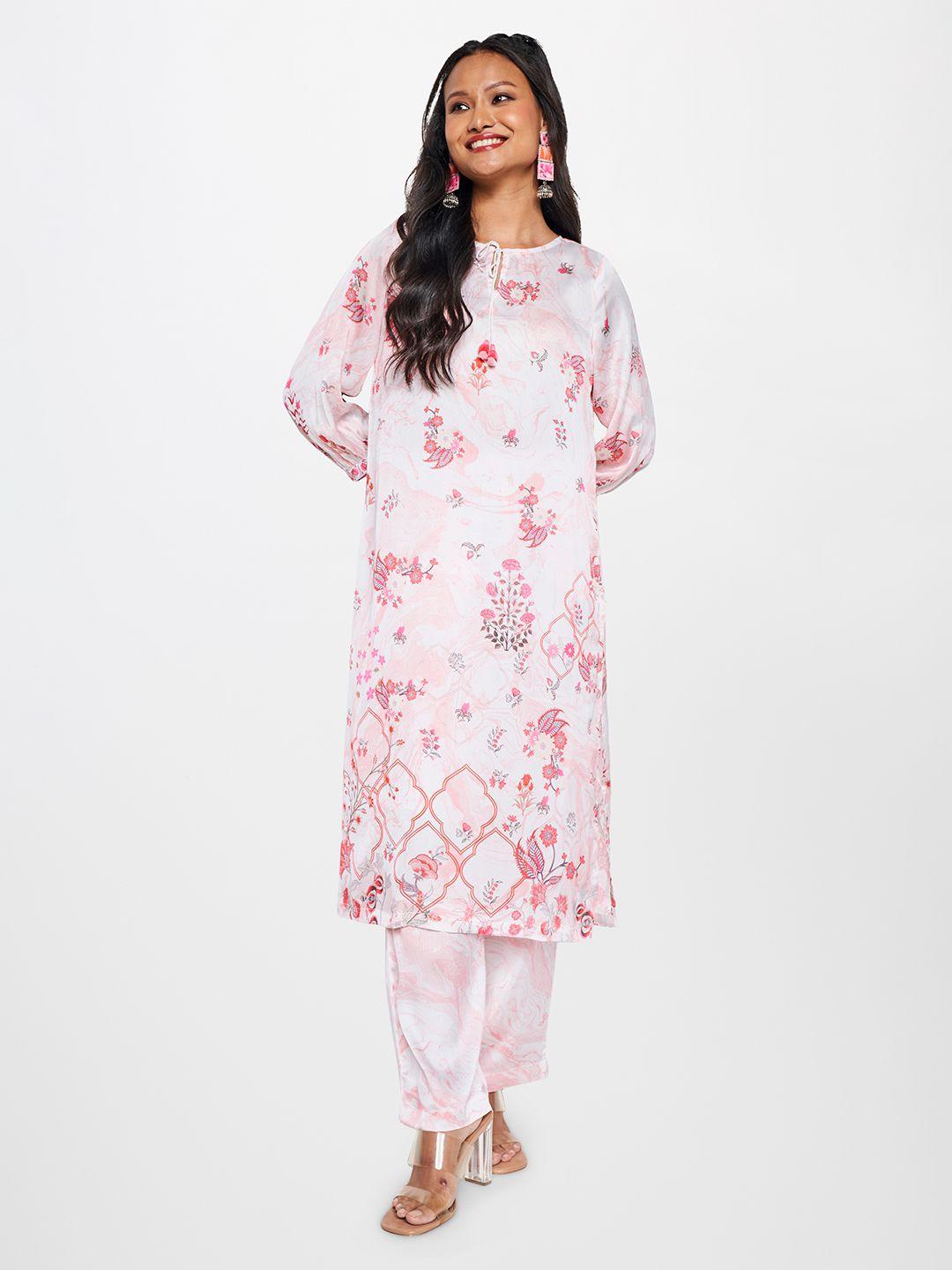 global desi floral printed kurta with palazzos