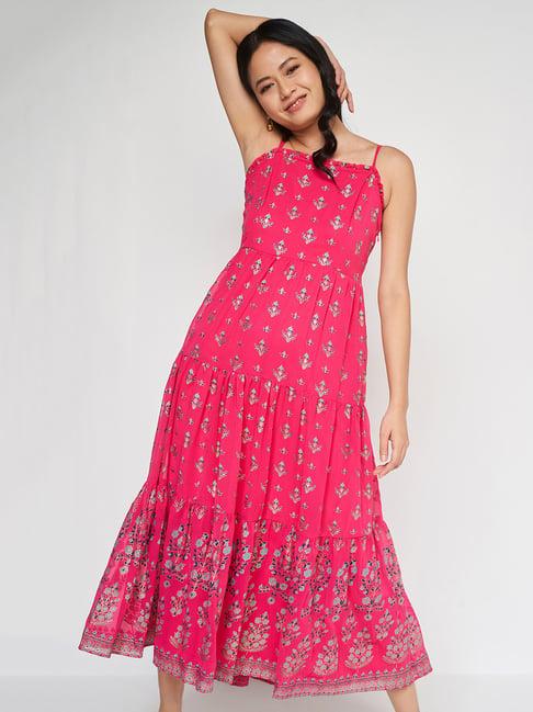 global desi fuchsia printed maxi dress