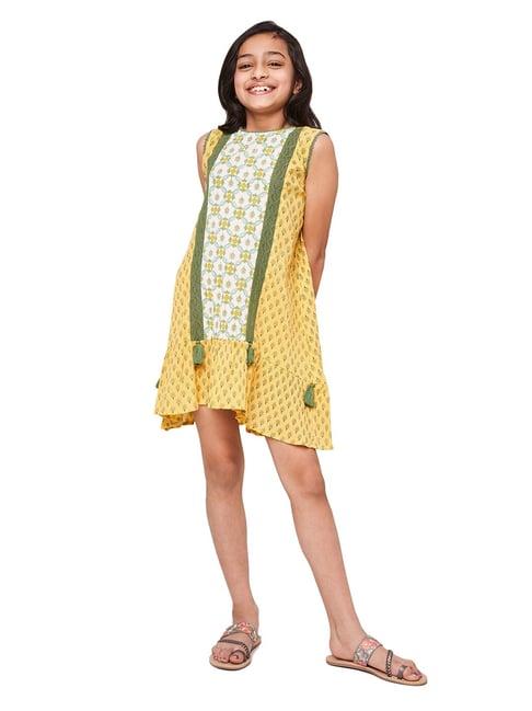 global desi girl mustard printed dress