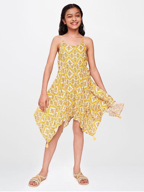 global desi girl mustard printed dress