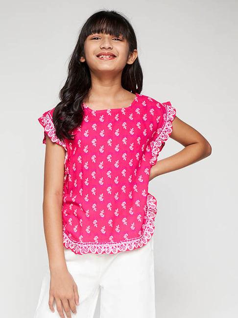 global desi girl pink floral print top