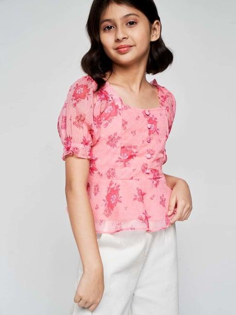 global desi girl pink floral print top