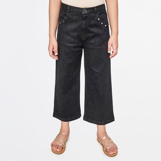 global desi girls solid denim culottes