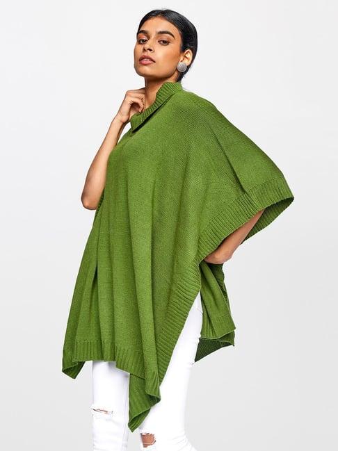 global desi green round neck poncho