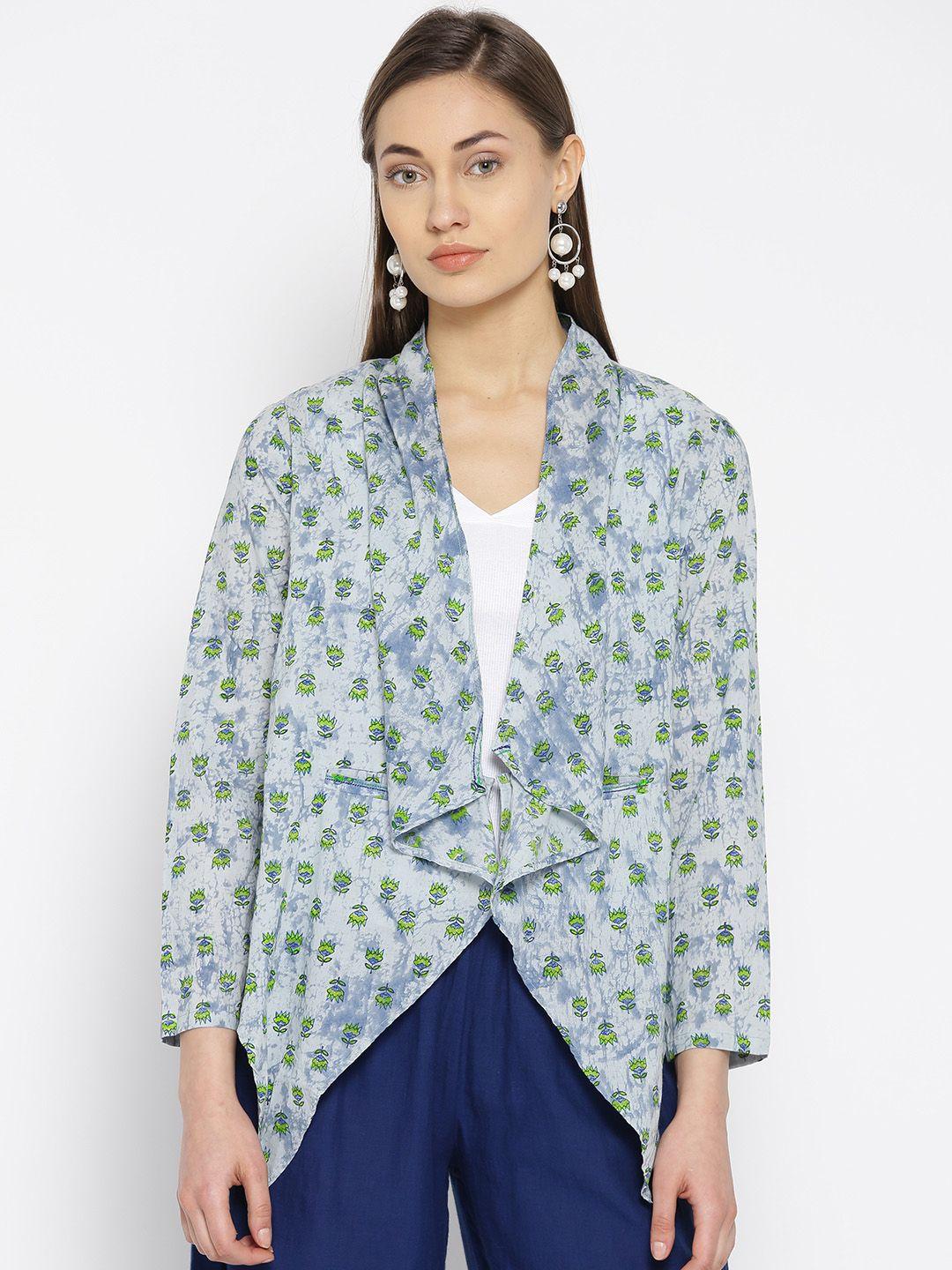 global desi grey printed waterfall shrug