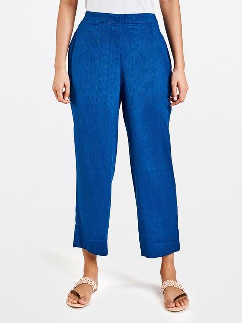 global desi indigo regular fit trousers