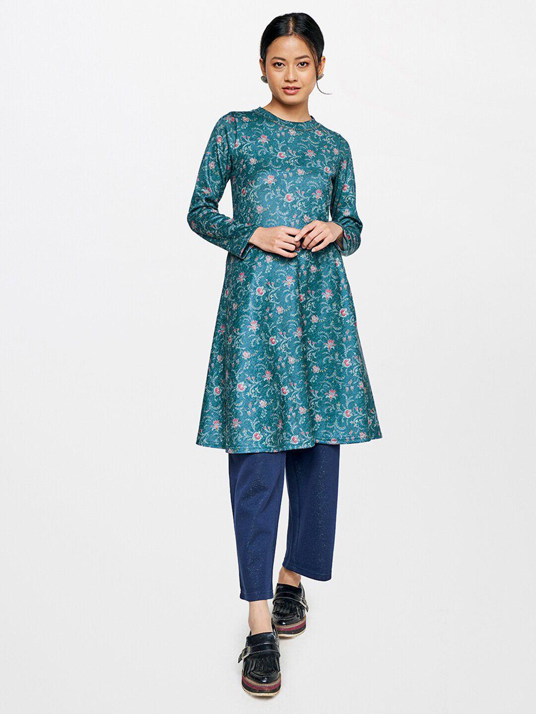 global desi mandarin collar printed tunic