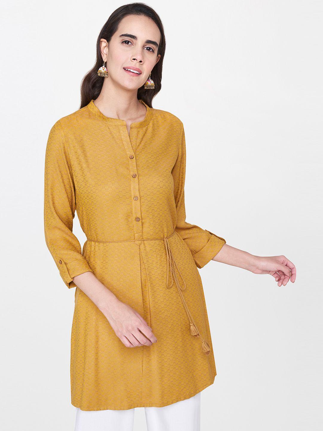 global desi mustard solid tunic