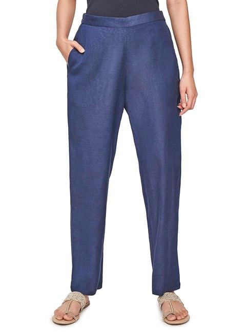 global desi navy straight fit pants