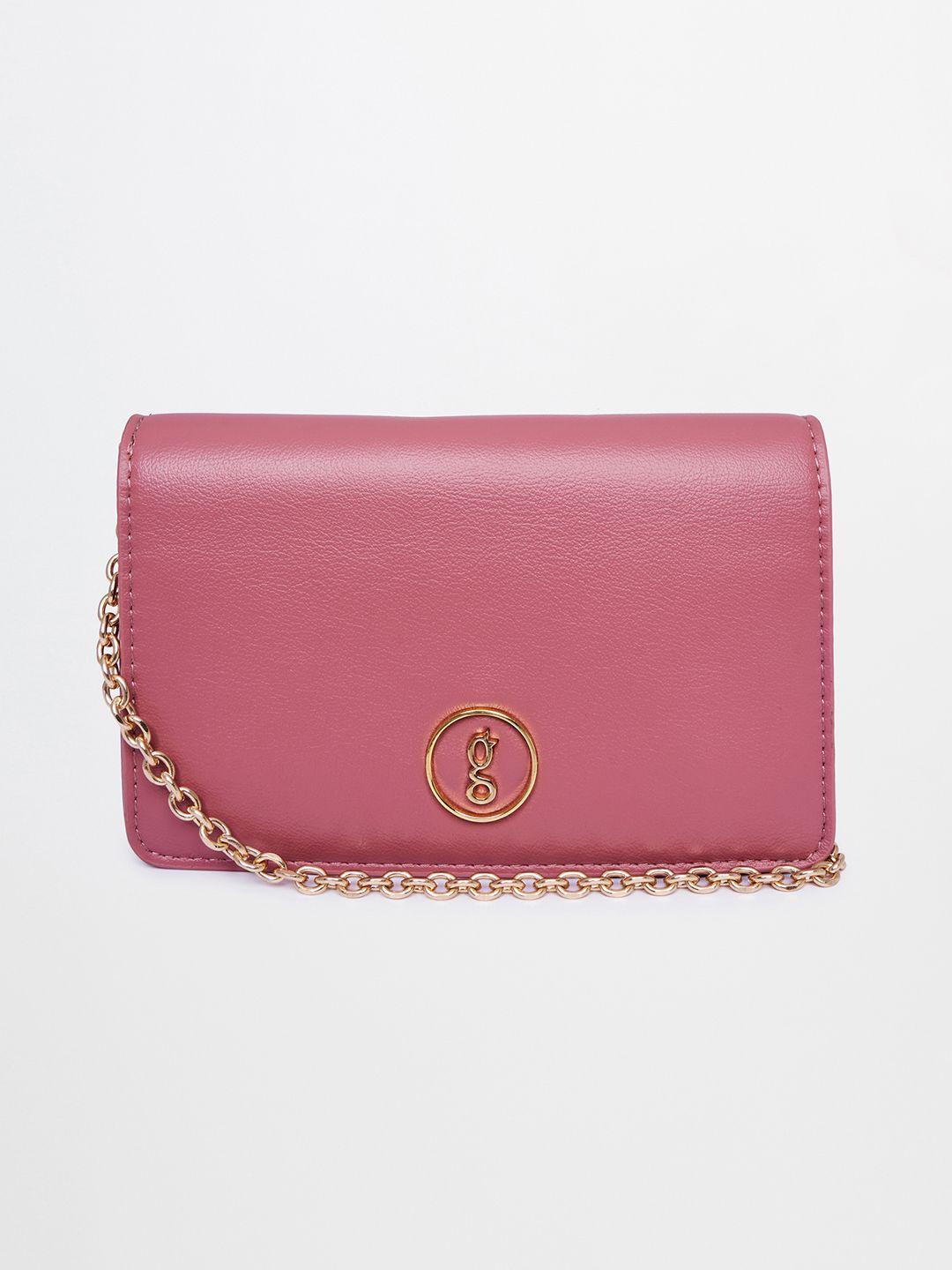 global desi pink embellished structured handheld bag