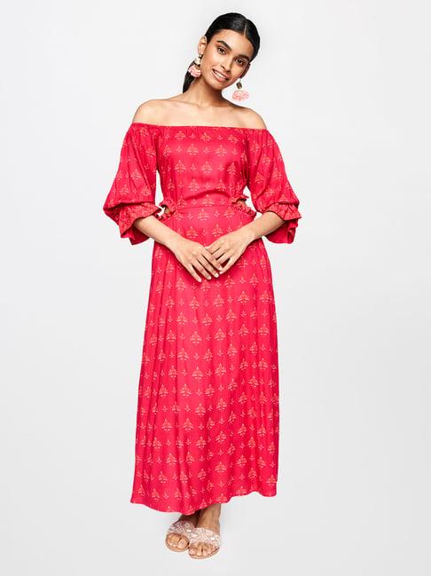 global desi pink printed dress