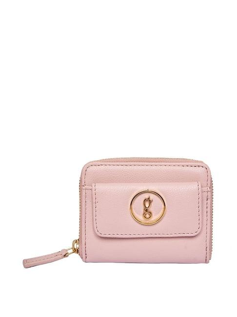 global desi pink solid zip around wallet for women