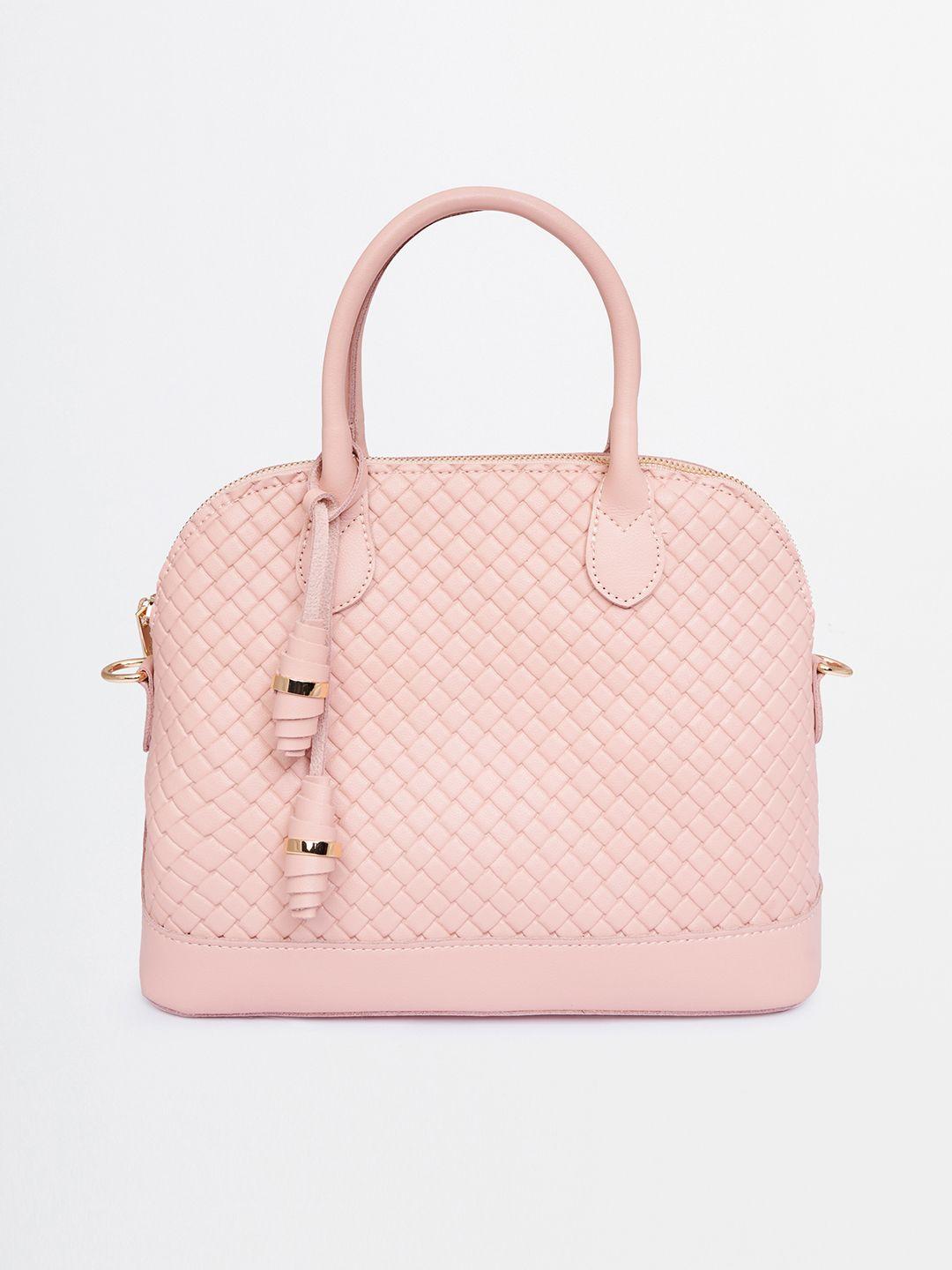 global desi pink textured structured handheld bag