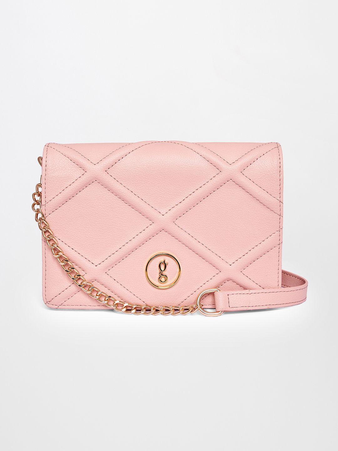 global desi pink textured structured sling bag