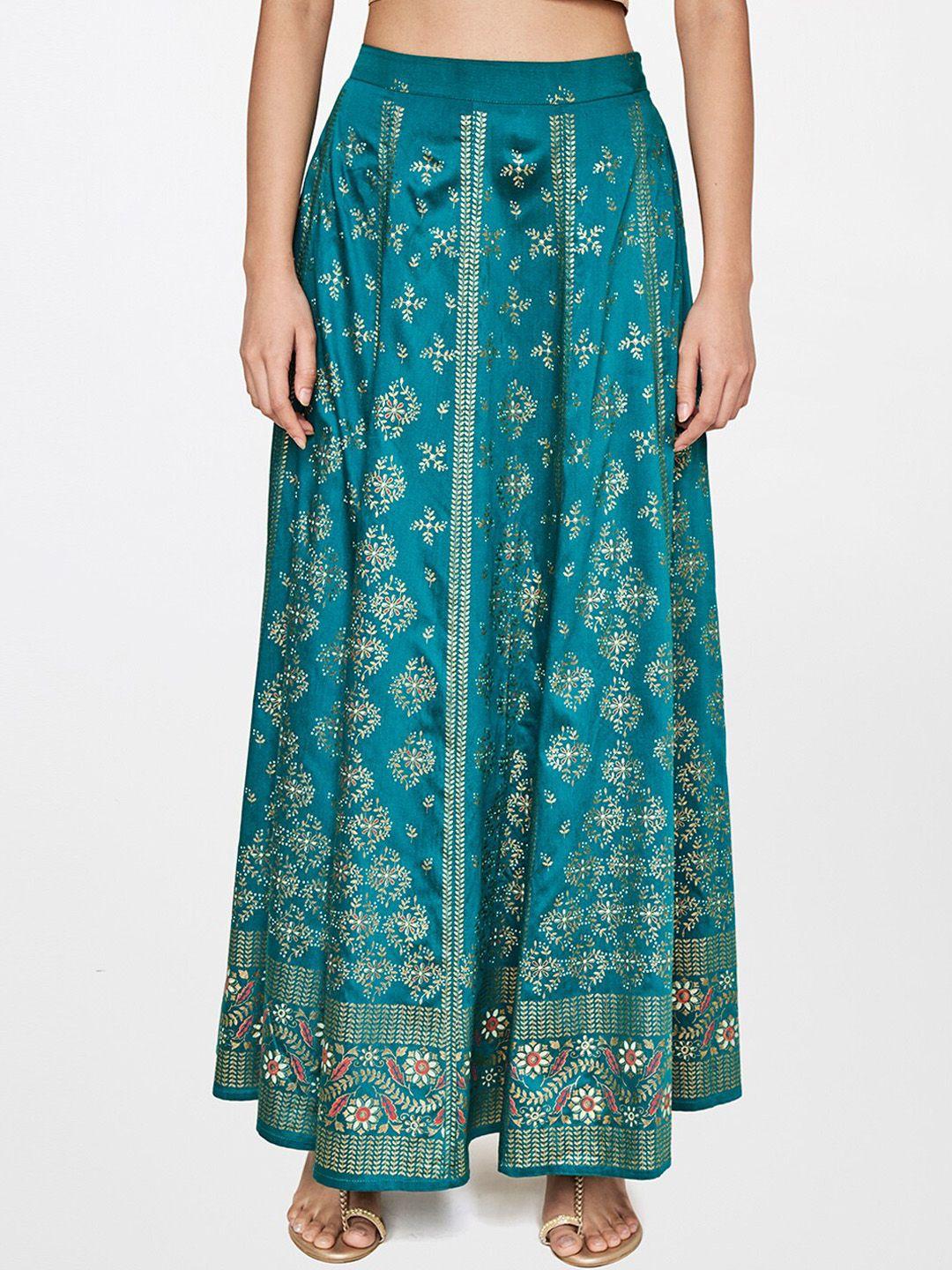 global desi printed maxi flared skirt