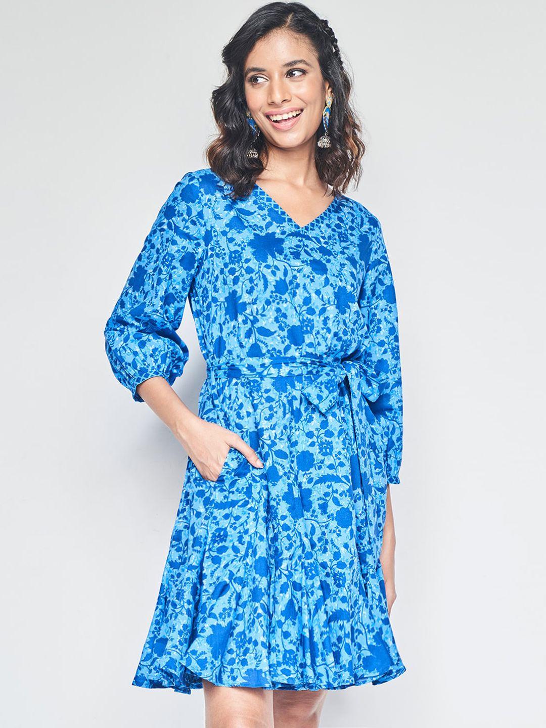 global desi printed pure cotton flared ethnic dress