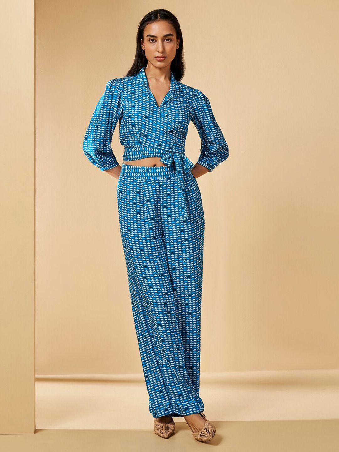 global desi printed top with trousers