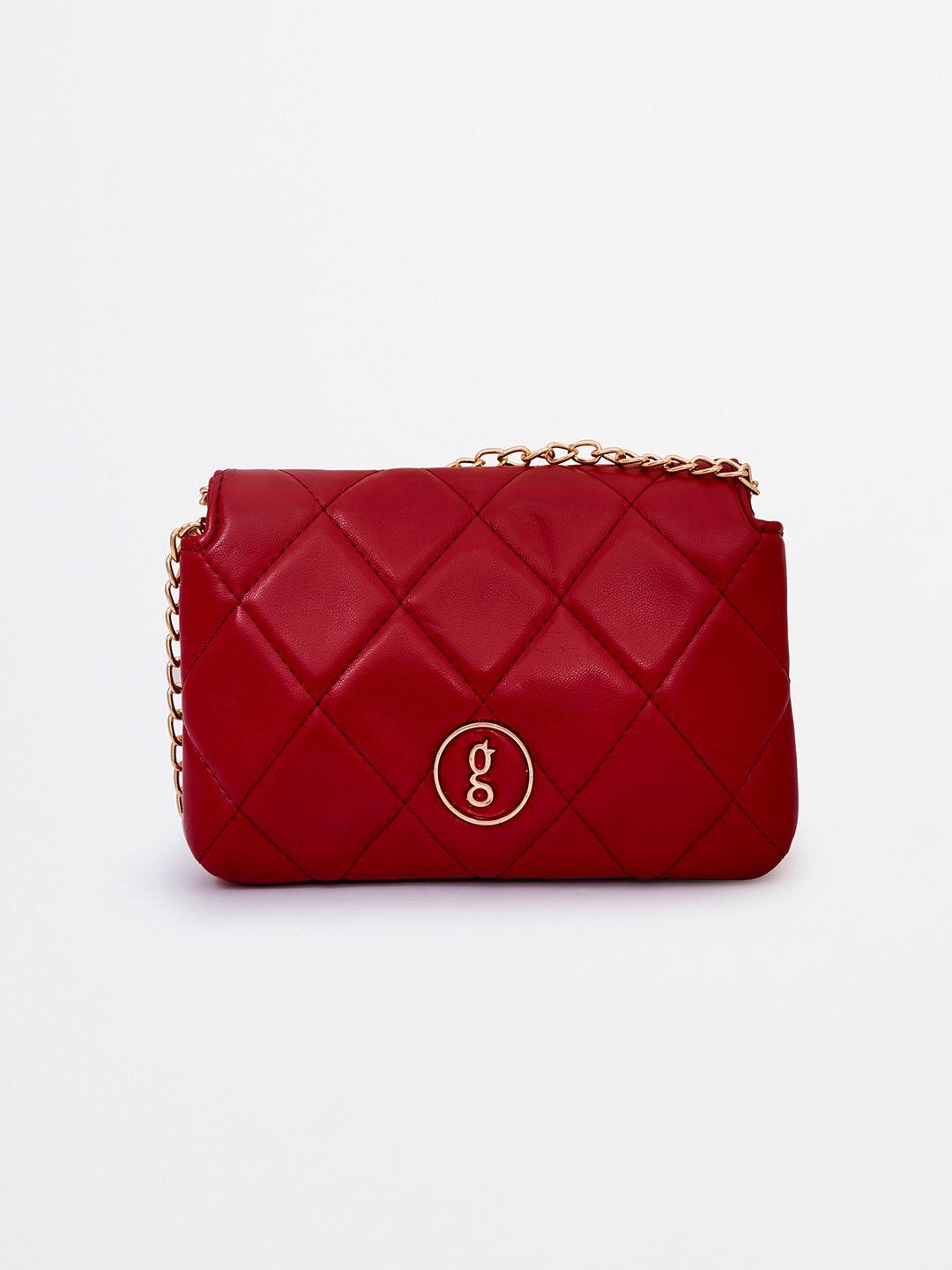 global desi red textured purse clutch