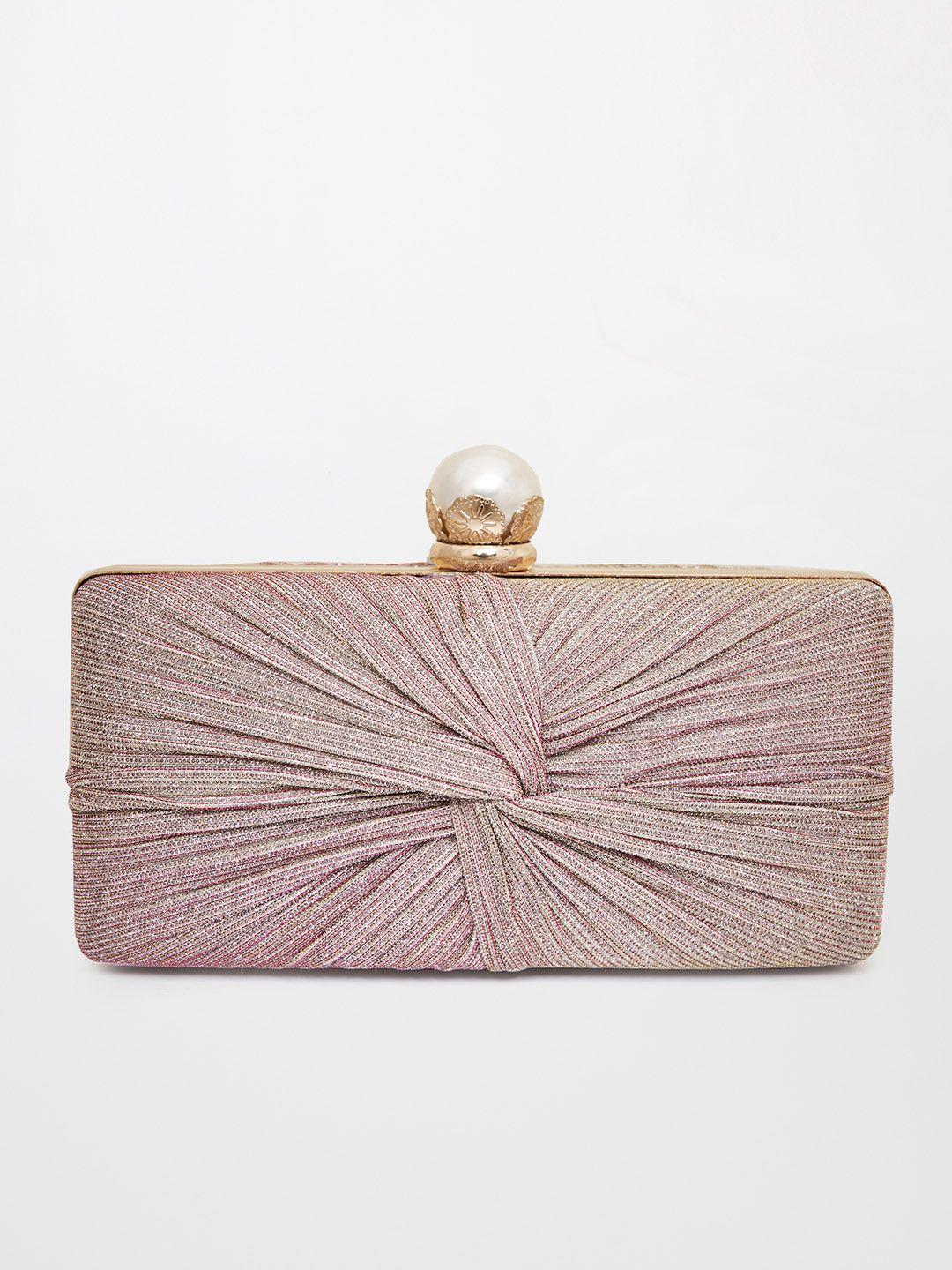 global desi rose gold-toned textured box clutch