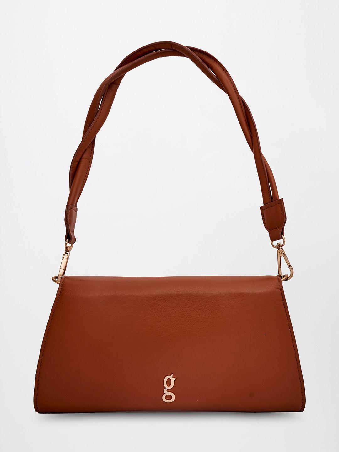 global desi tan brown pu structured handheld bag