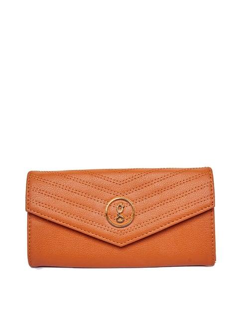 global desi tan textured bi-fold wallet for women