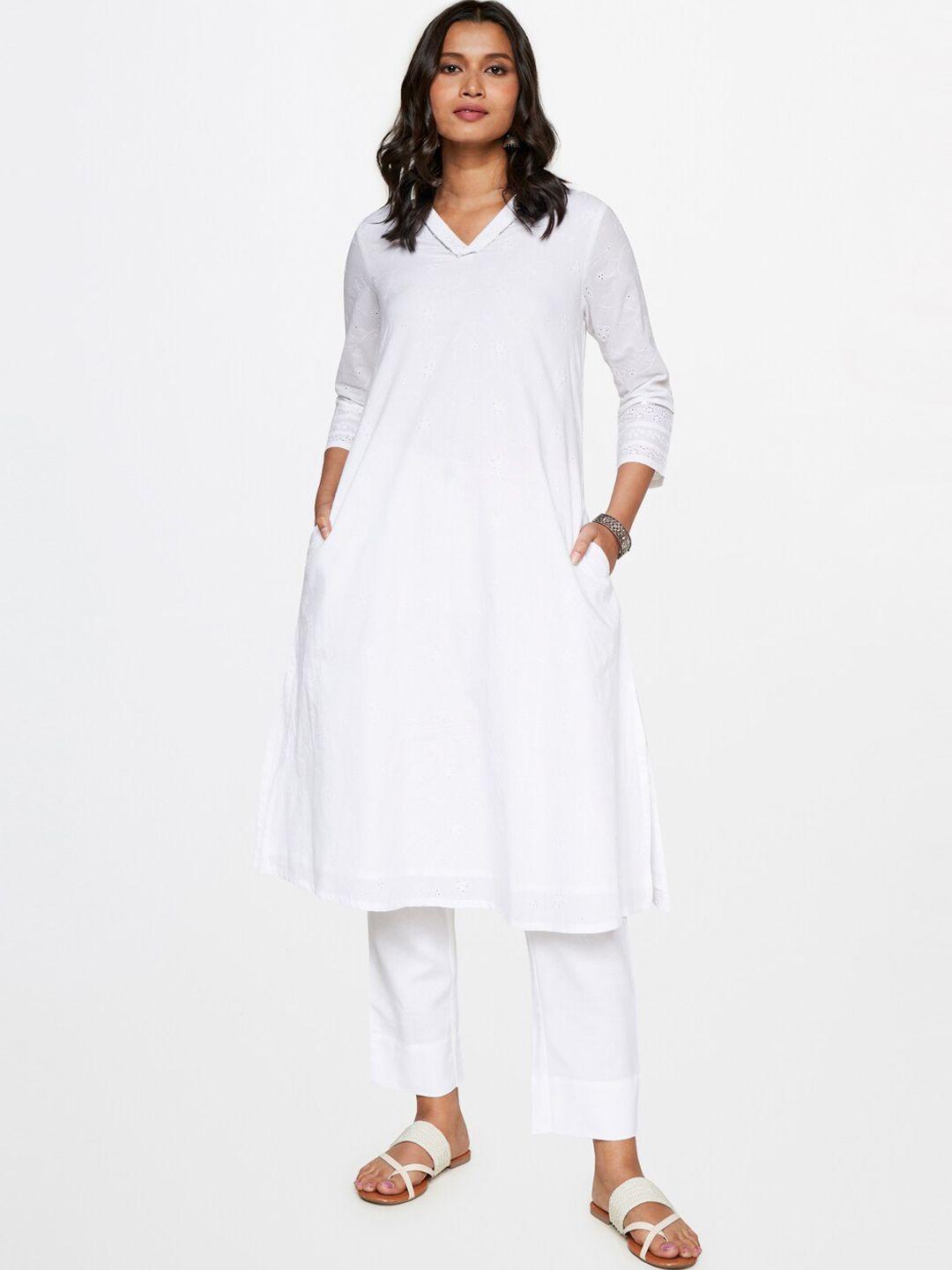 global desi v-neck straight cotton kurta