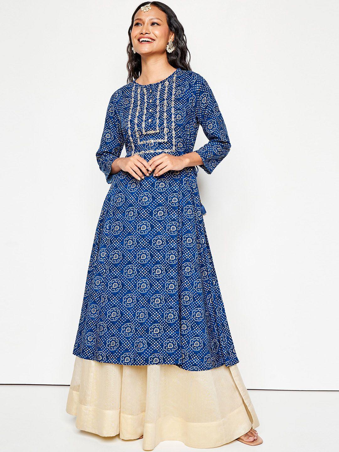 global desi women ethnic motifs printed sequinned kurta