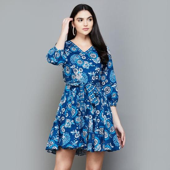 global desi women floral print mini dress